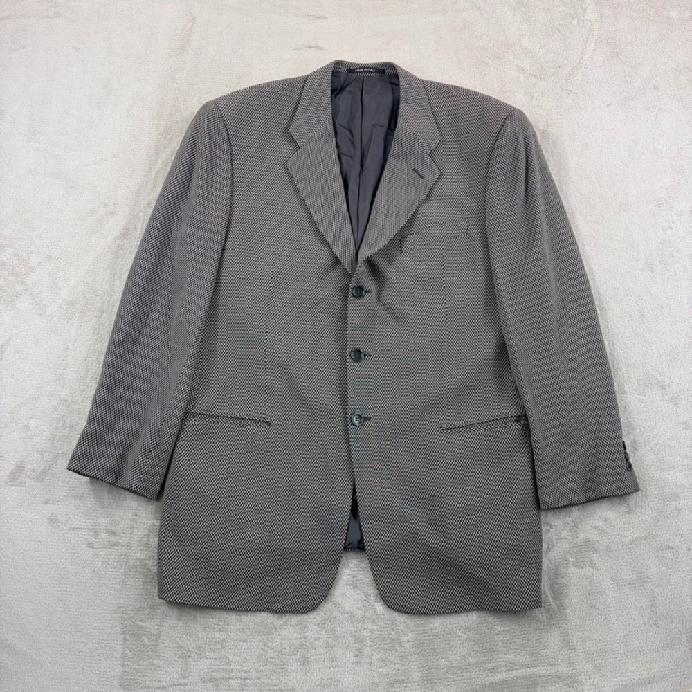 Vintage Armani Collezioni Blazer Sportcoat in Black Grey Check Wool 44R Italy
